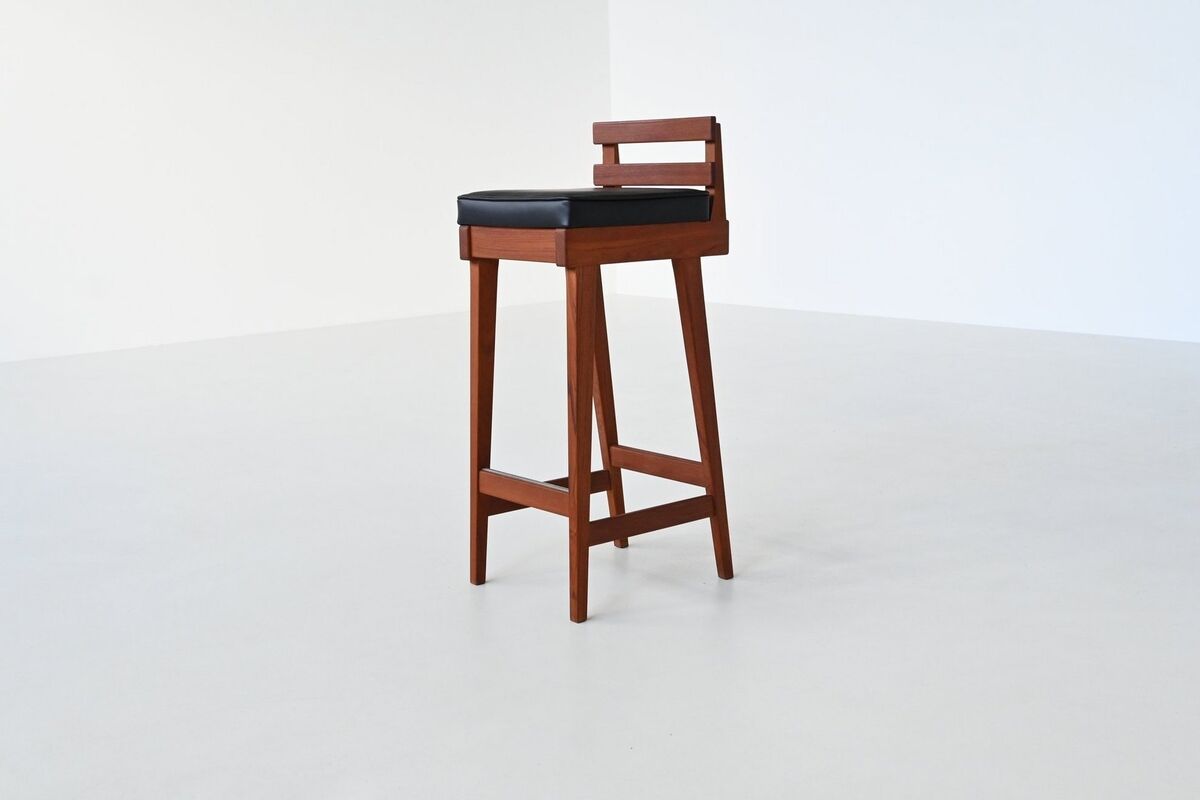 Erik Buch set of three bar stools in teak Dyrlund Denmark 1960