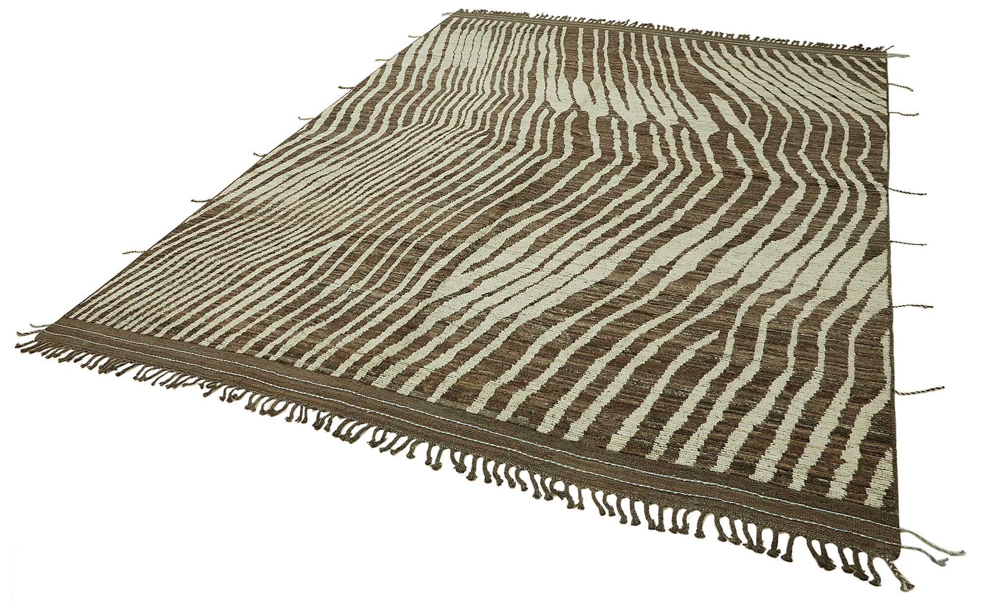 Tapis en laine brun fait main, unique en son genre, 286 cm x 370 cm.