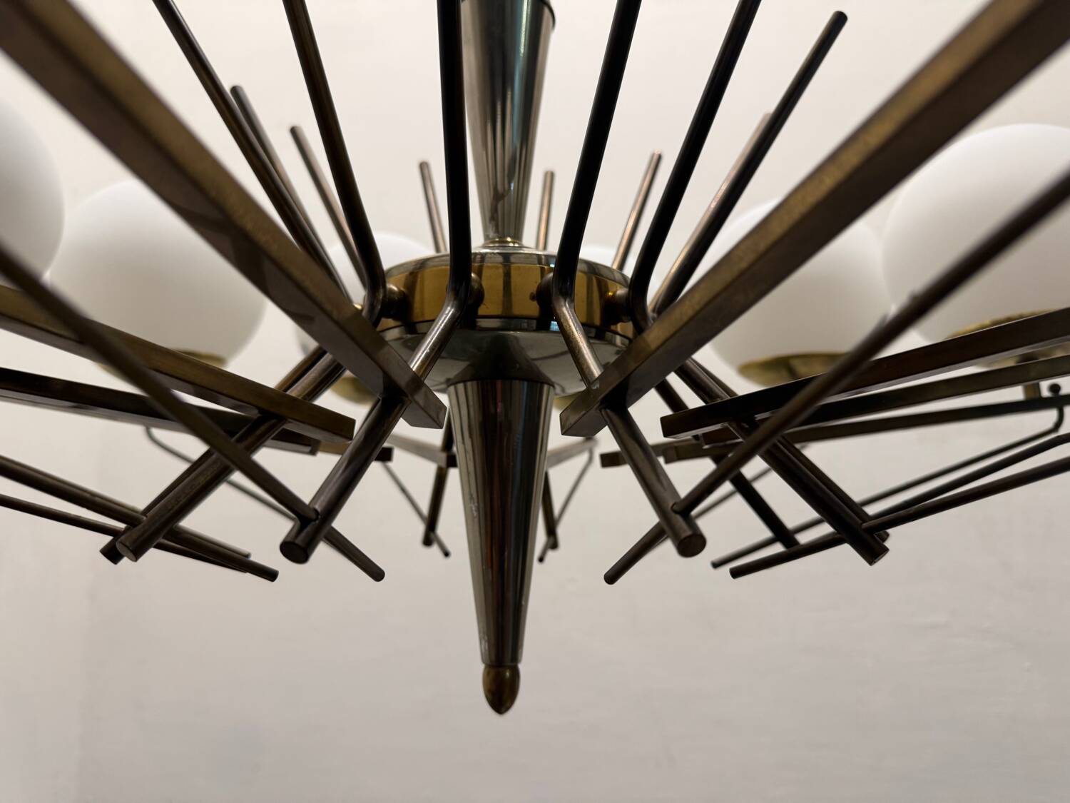 Large Sputnik Bronze & Glass Chandelier, 1960s