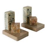 Paire de serre-livres en marbre, modèle Domino, 1950