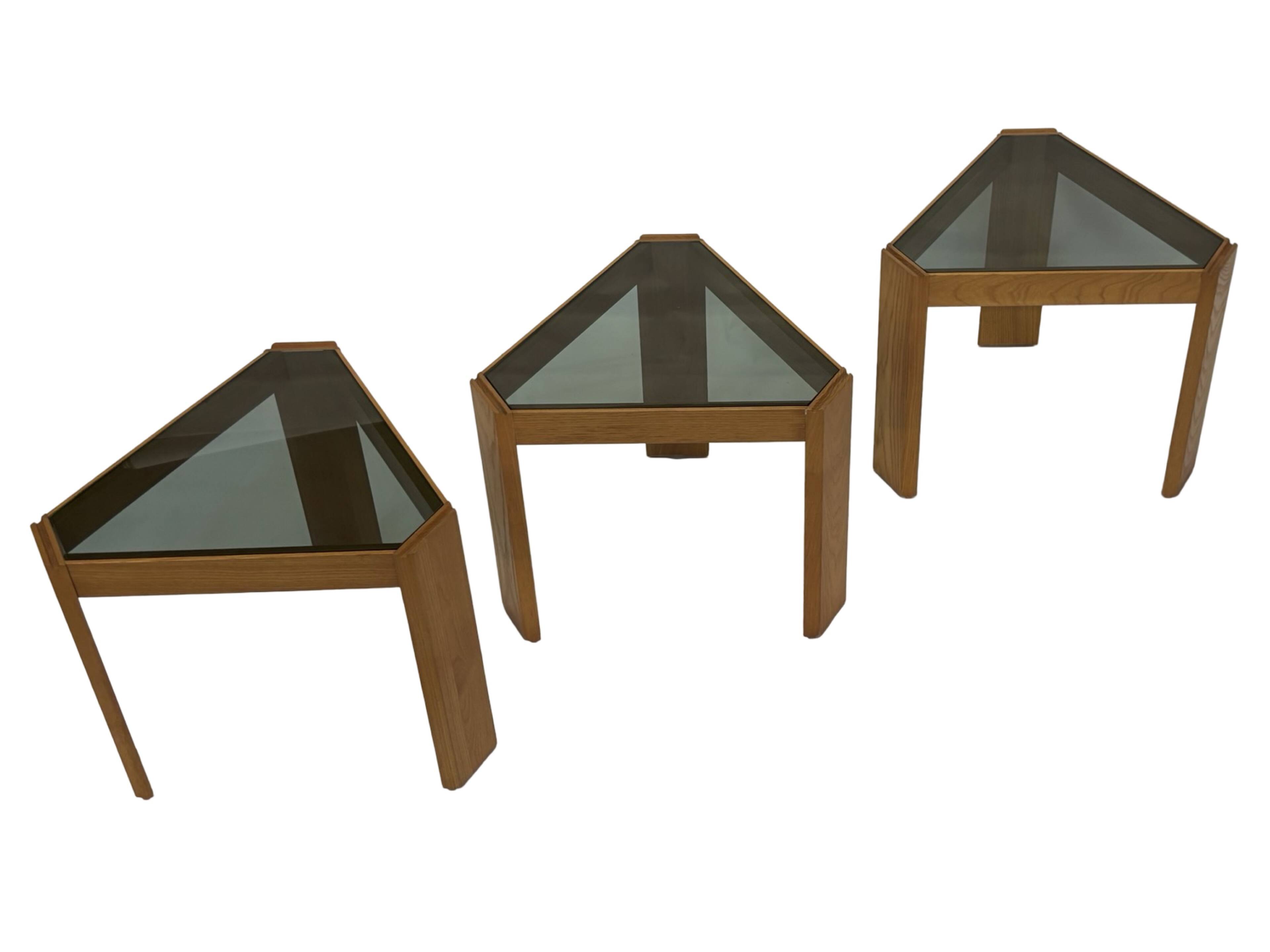 Vintage Set of 3 side tables by Porada Arredi, 1970s nesting tables design