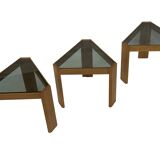 Vintage Set of 3 side tables by Porada Arredi, 1970s nesting tables design