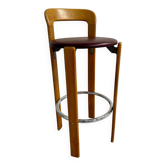 Solid beech bar stool by Bruno Rey Dieticker, vintage design