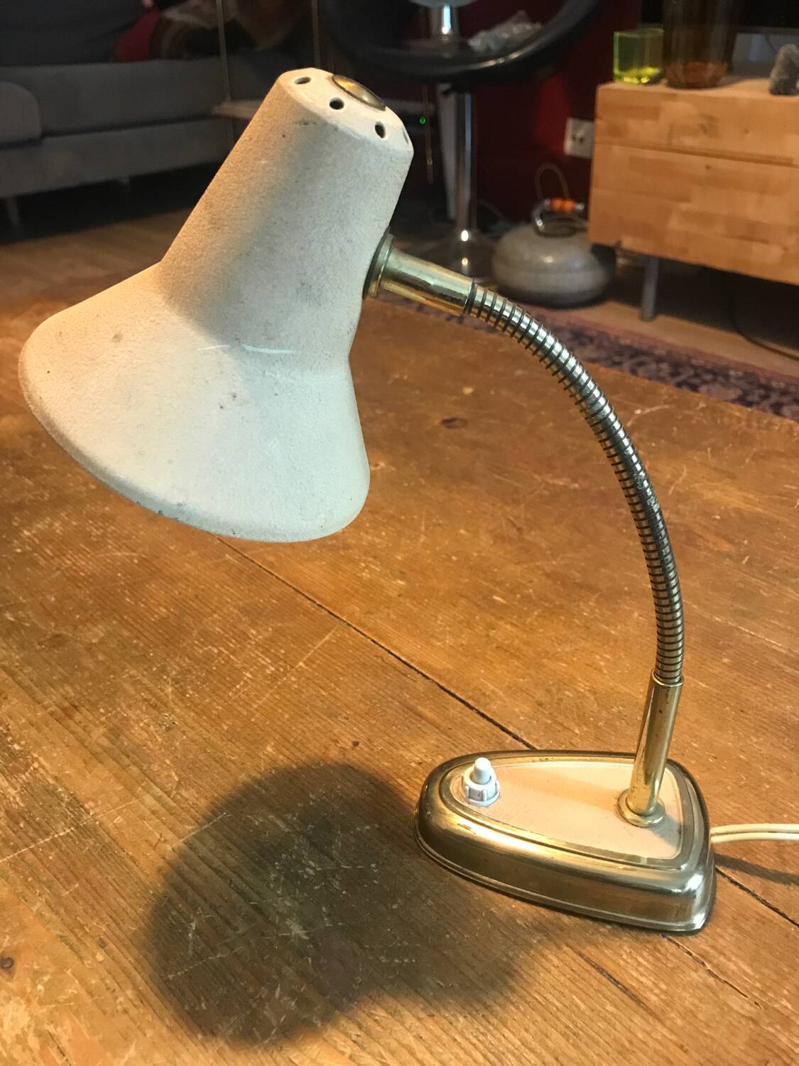 Small metal desk lamp from the 50s
