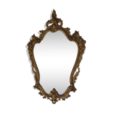 Louis XV style bronze hanging mirror with rocaille roses