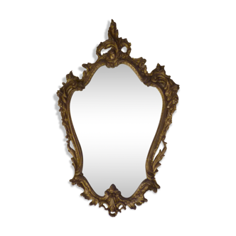 Louis XV style bronze hanging mirror with rocaille roses