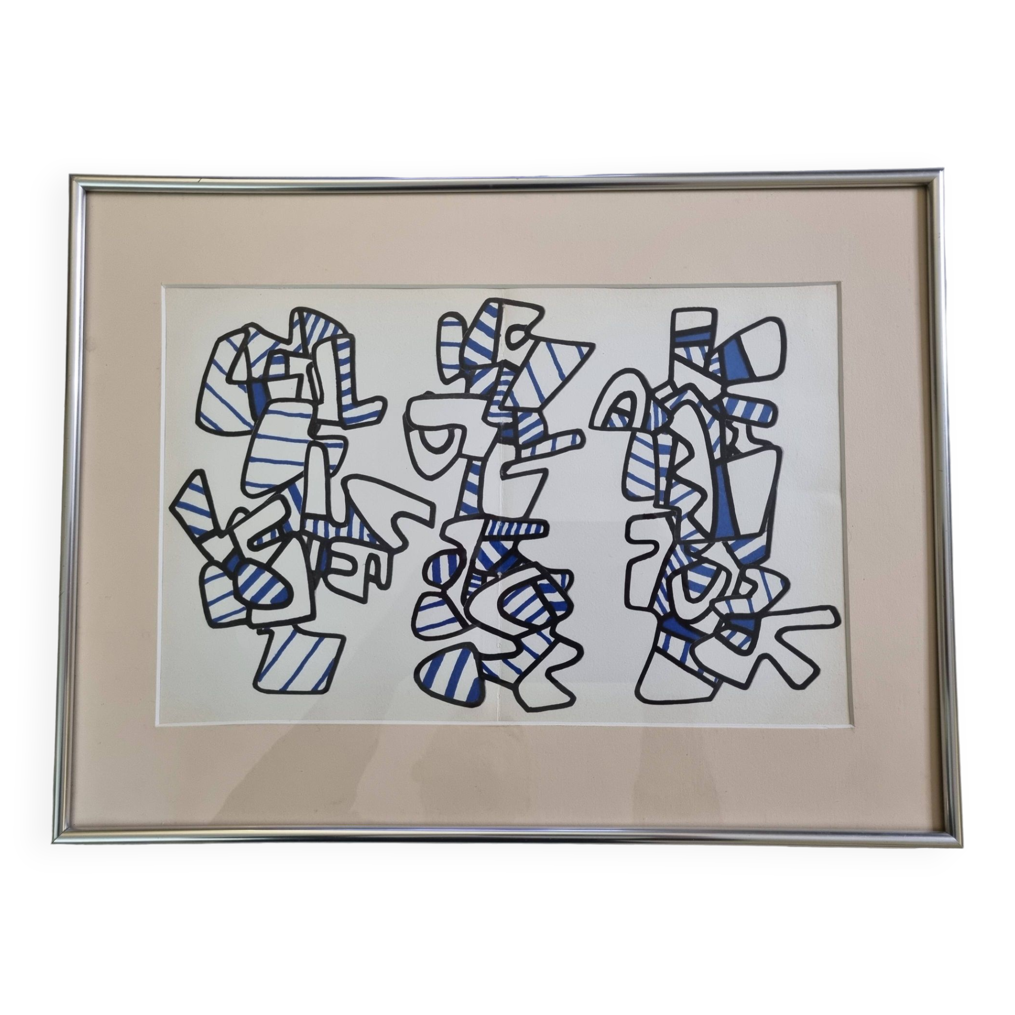 Screenprint after Jean Dubuffet framed under glass 41 cm by 31 cm