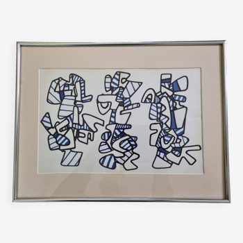 Sérigraphie d'après Jean Dubuffet encadrée sous verre 41 cm par 31 cm