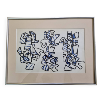 Sérigraphie d'après Jean Dubuffet encadrée sous verre 41 cm par 31 cm