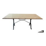 Table travertin bords arrondis 180x100, pied fer forgé 70cm
