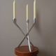 Aluminum candle holder tripod chrome vintage 70s candelabra candlestick Scandinavian design