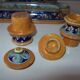 Old 18th-19th century inkwell with polychrome and salamander decoration