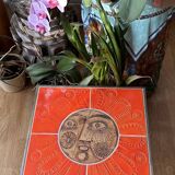 Coffee table end of sofa Roger Capron and Jean Derval ceramic 70s sun model