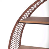 Supersonix leather braiding shelf, solid oak tablet / black structure / D140cm - BRAND BOQA
