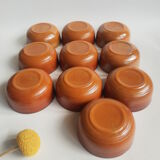 Set of 10 brown ramekins Arcopal Vintage volcano