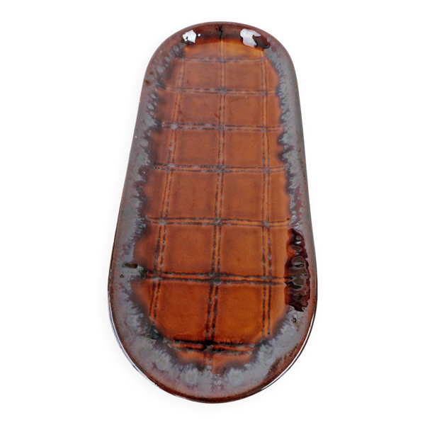 Plat Ovale Ancien Faïence K&G Luneville Décor Quadrillé 37 x 15.5 cm