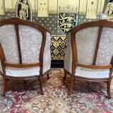 Paire de fauteuils - bergères de style Louis XV