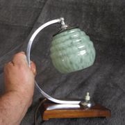 Table lamp or desk glass and vintage wood