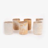 6 Handcrafted stoneware cups. Very good state