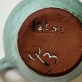 Handmade and signed glazed ceramic coffee cups, circa 1950.