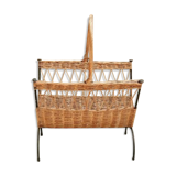 Magazine rack, iron and wicker 60 years