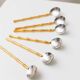 Two-Tone Gucci Bamboo Spoons Set - Gold-Plated Handles, Silver Bowls, Vintage 1970s Mid-Century Design