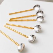 Two-Tone Gucci Bamboo Spoons Set - Gold-Plated Handles, Silver Bowls, Vintage 1970s Mid-Century Design