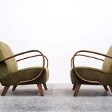 1930 Jindrich Halabala Bentwood Armchair in Forest Green Velvet