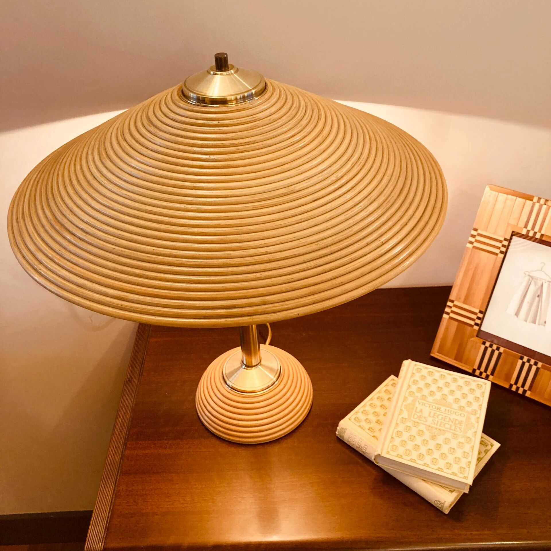 Pencil reed table lamp 1970s