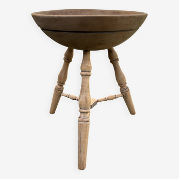 Bol antique primitif tripode, bois, Maple, UK, années 30