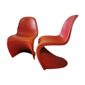 Paire de chaises rouge Verner Panton édition Vitra