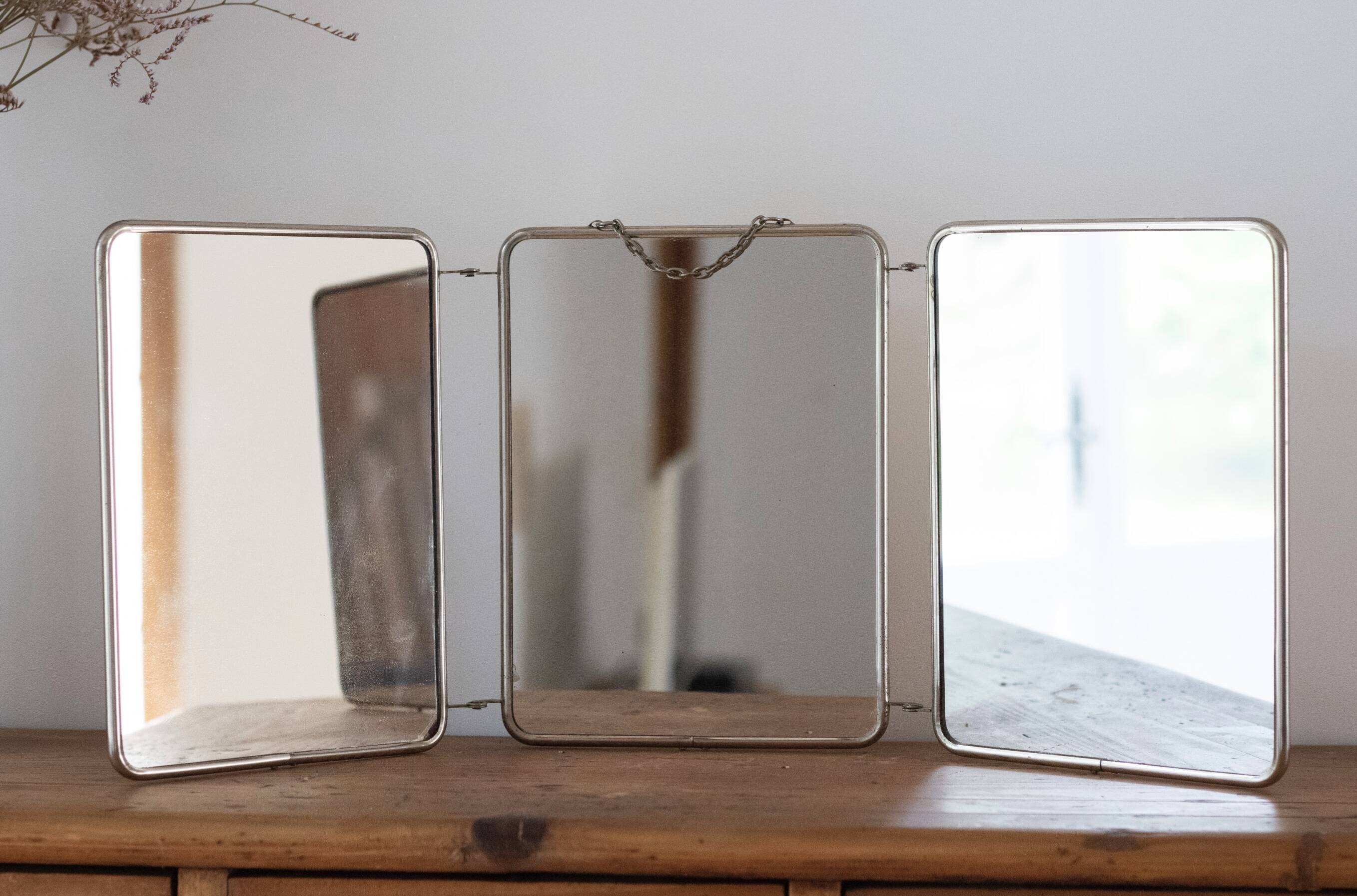 Vintage triptych barber mirror