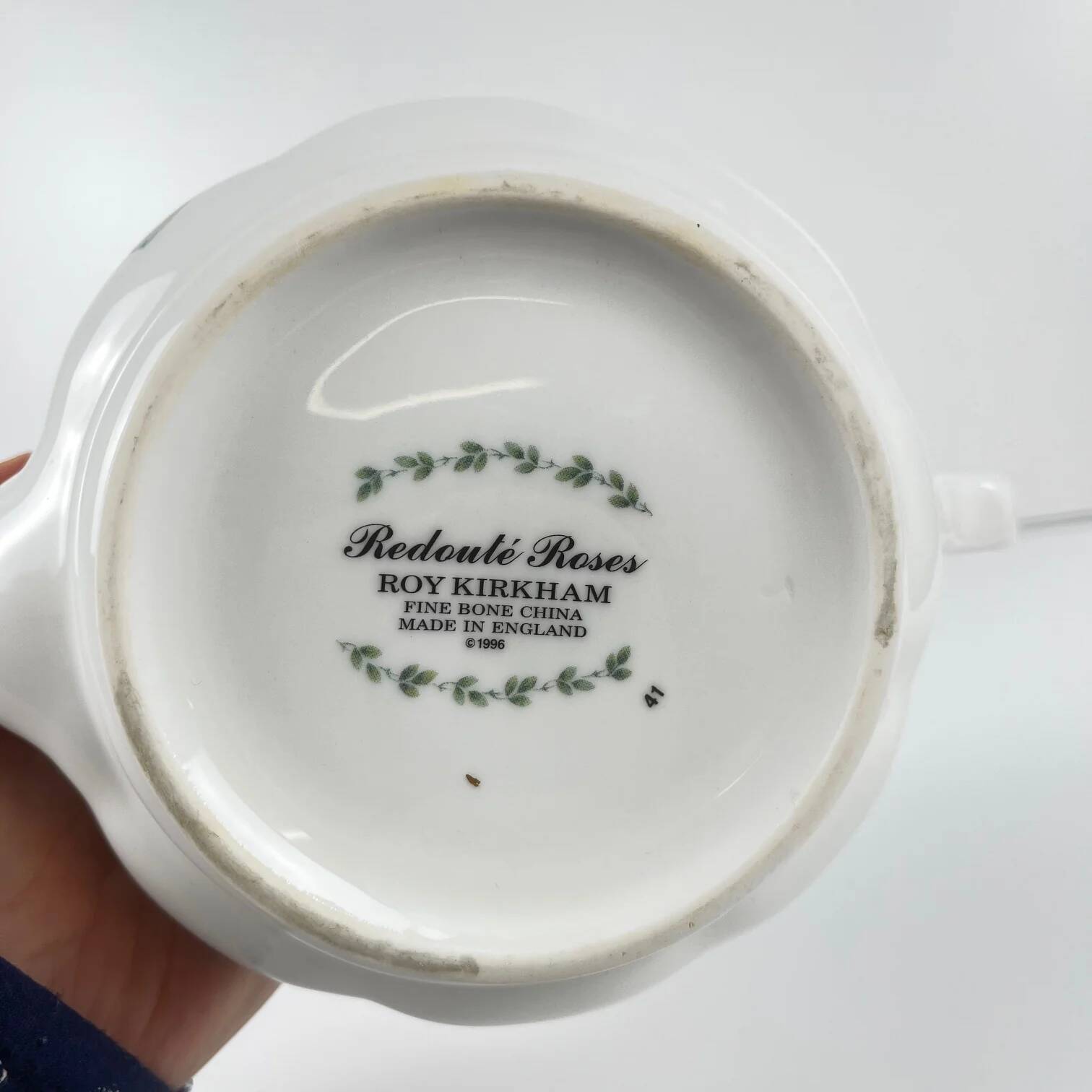 Redouté rose teapot, Roy Kirkham, England, 1996