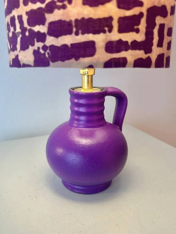 Expressive table lamp in Plum Black made from a vintage design vase by WGP.