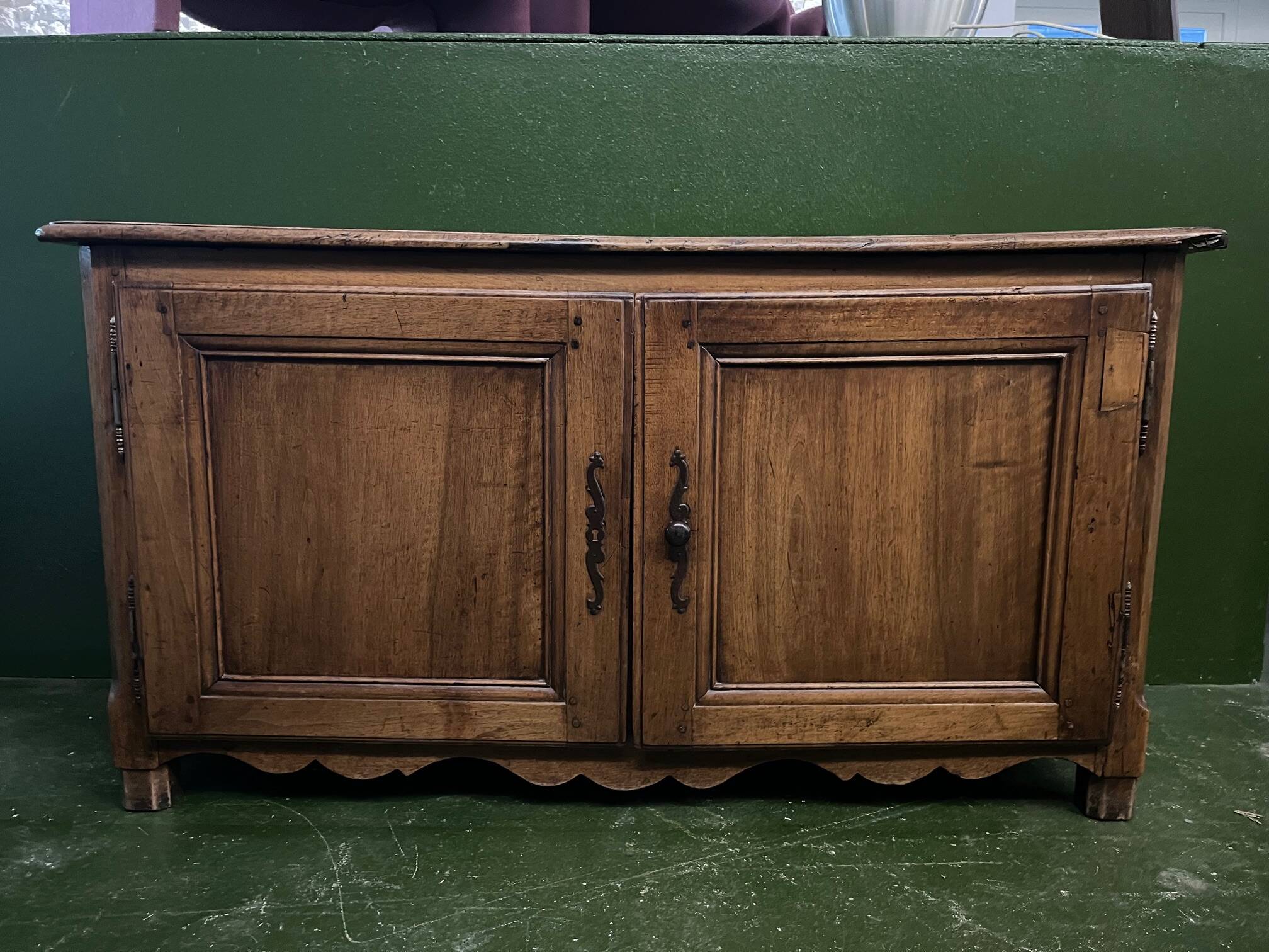Very small rustic walnut sideboard.