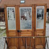 3 portes de séparation en verre gravé avec bâti
