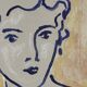 Painting signed Chinese ink and pastel female portrait “study”