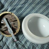 Ceiling lamp in opaline half-moon 1950 diameter: 20cm.