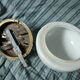 Ceiling lamp in opaline half-moon 1950 diameter: 20cm.