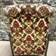 Fauteuil anglais cannage et velours , style Chippendale