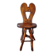Vintage solid wood chair, popular art, brutalist style, 1950s, heart-shaped backrest.