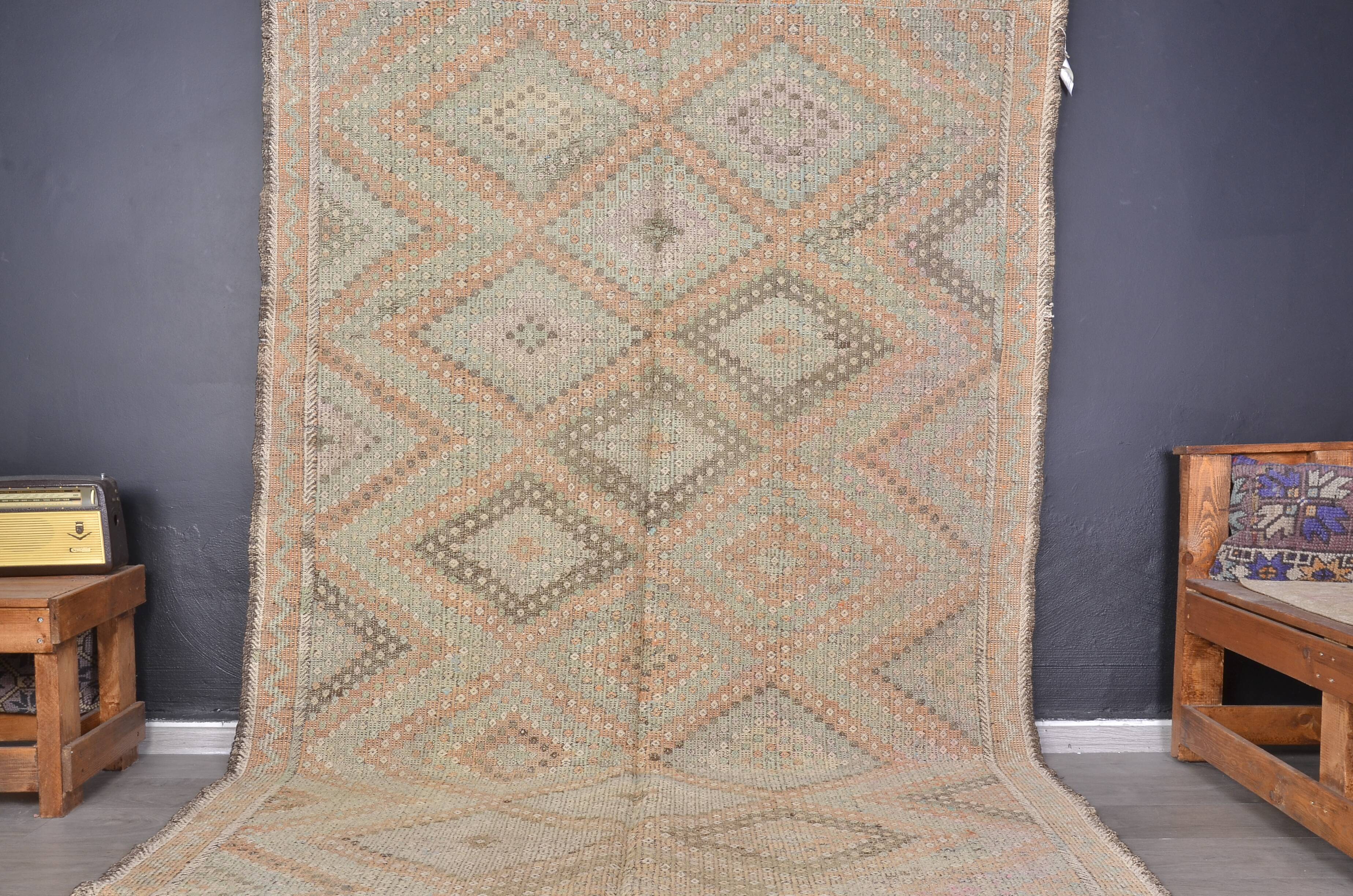Oushak Vintage Turkish  wool Kilim Rug sku1886