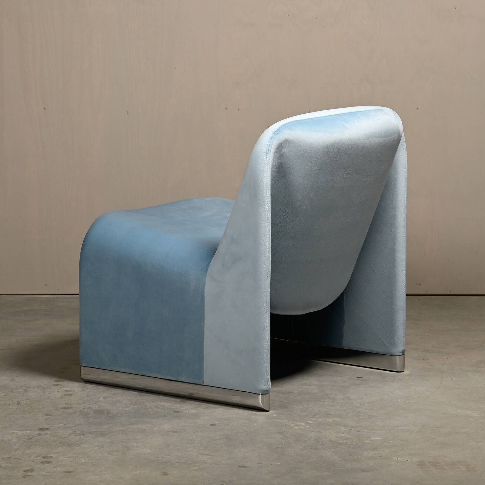Giancarlo Piretti Alky Lounge Chair Sky Blue Velvet for Anonima Castelli