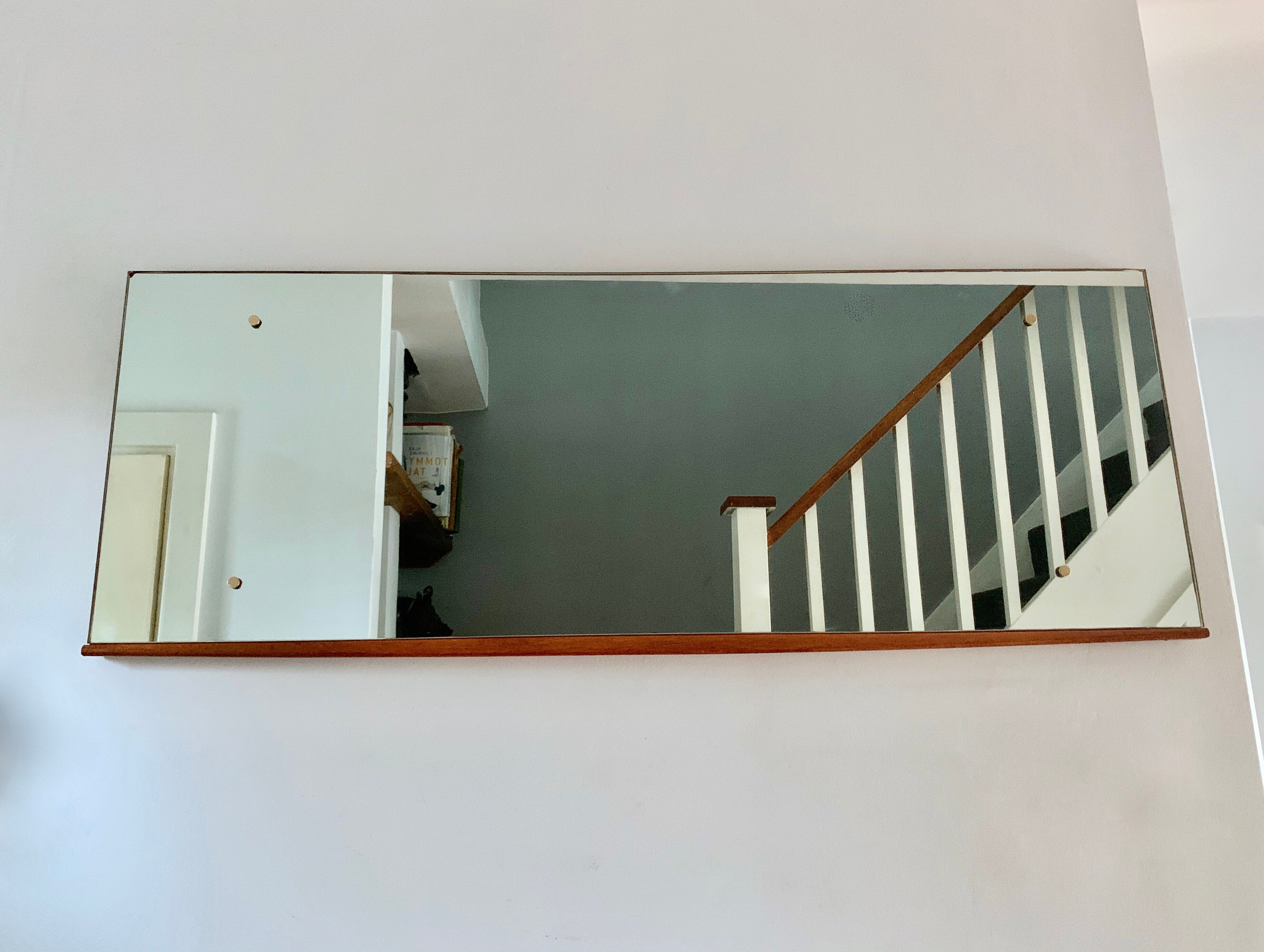 Vintage Rectangular Wall Mirror Teak Frame #D499 122x45cm