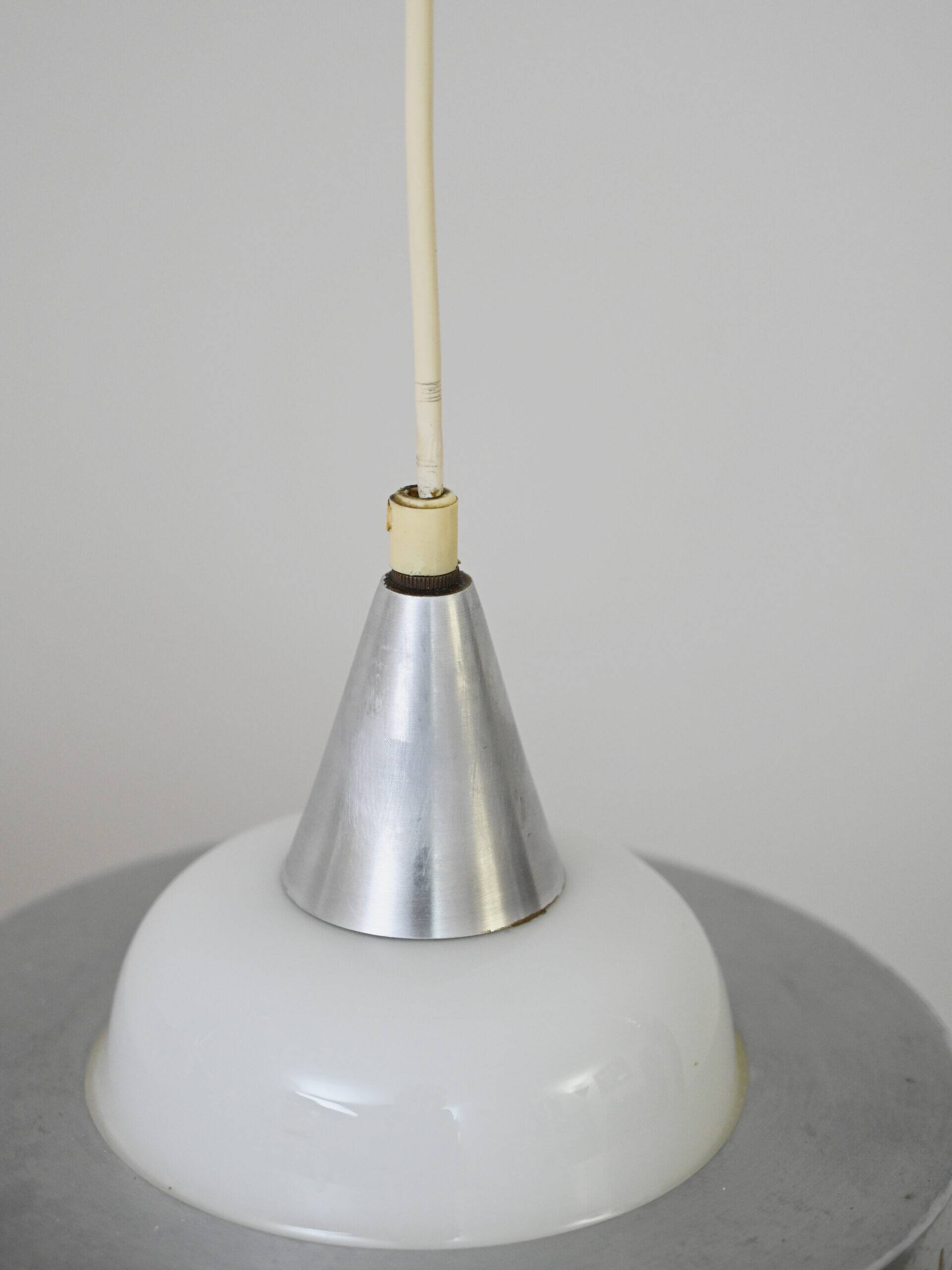 Glass and metal pendant lamps