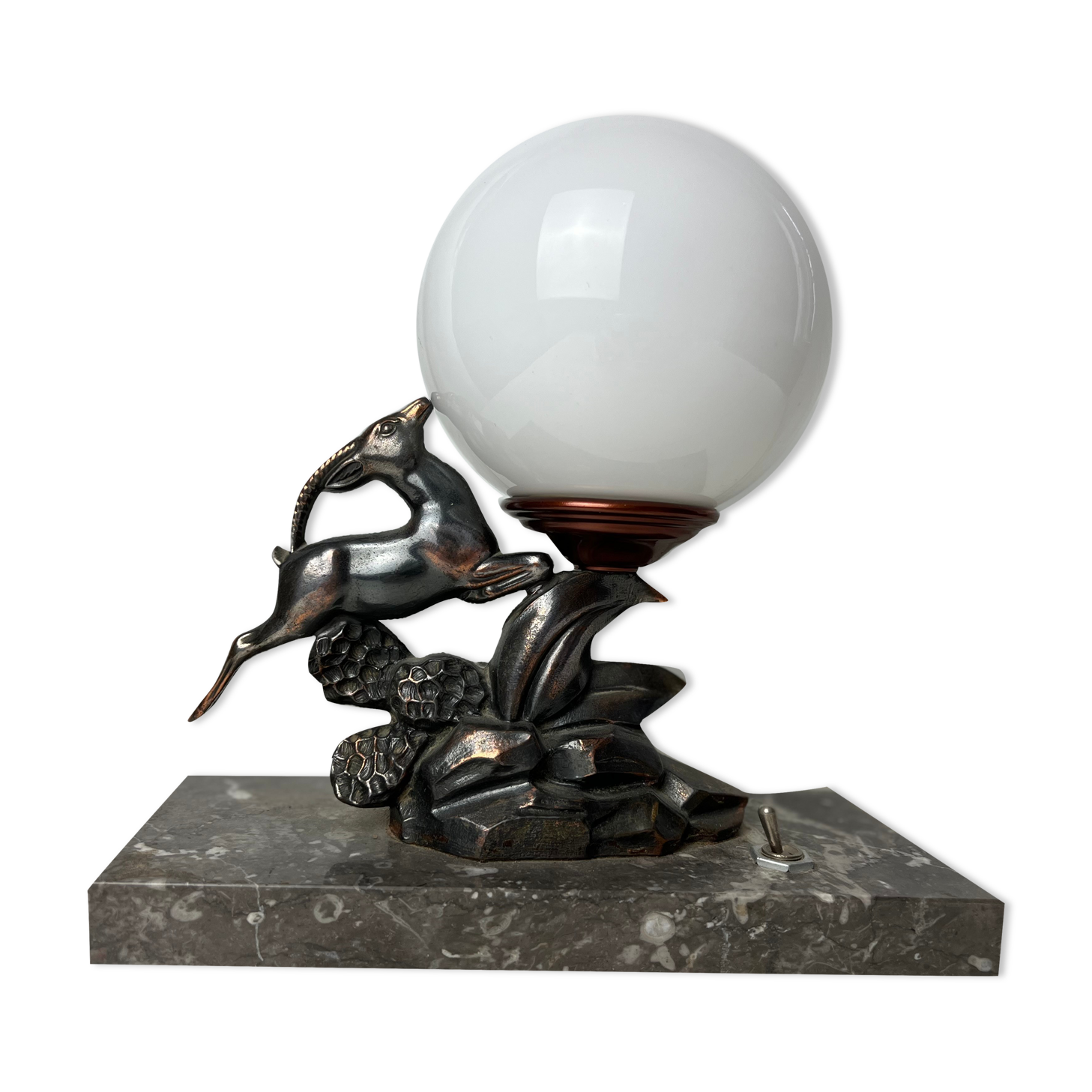 Lamp night light Art Deco opaline signed Limousin