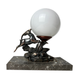 Lamp night light Art Deco opaline signed Limousin