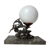 Lamp night light Art Deco opaline signed Limousin