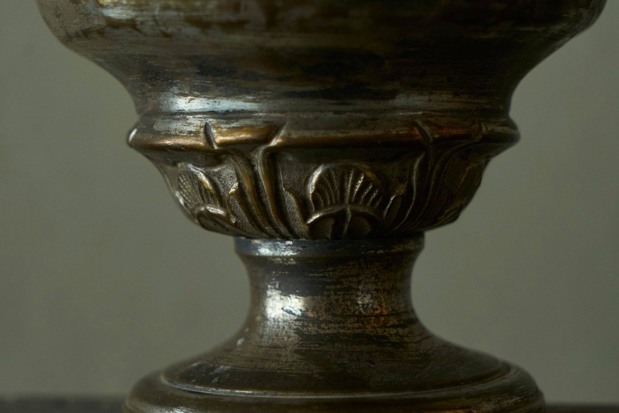 Antique Table Lamp in Patinated Brass and Silver, 19th Century