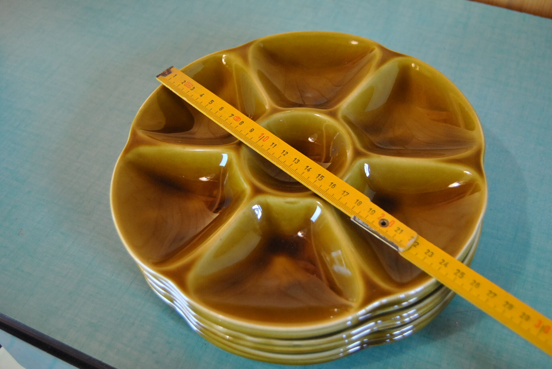 Set of 6 oyster plates in Gien earthenware